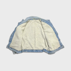 Vintage 90s Guess Jeans Denim Jacket Mens XL Blue Light Wash Trucker Sherpa