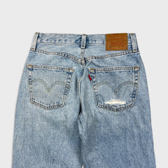 Levi's 501 Jeans Womens 24x30 Blue Original Fit Straight Distressed Light Wash Pants