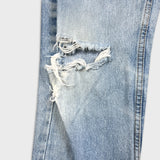 Levi's 505 Jean Mens 28x30 Blue Regular Straight Leg Light Wash Distressed Denim Pants