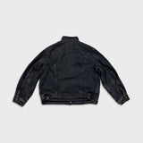 Vintage 90s Lee Storm Rider Denim Jacket Mens XL Black Stone Wash Blanket Lined Trucker Western