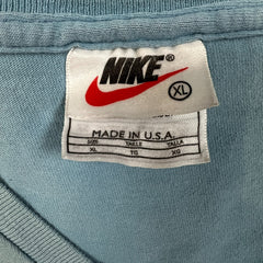 Vintage 90s Nike Sportswear T Shirt Mens XL Blue Faded V Neck Made In USA Tee