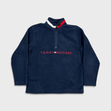 Vintage 90s Tommy Hilfiger Fleece Womens Small Blue Flag 1/4 Zip Outdoor Jacket