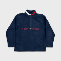 Vintage 90s Tommy Hilfiger Fleece Womens Small Blue Flag 1/4 Zip Outdoor Jacket
