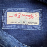 Vintage Y2K Ed Hardy Denim Shirt Mens Medium Blue Medium Wash Western Button Up