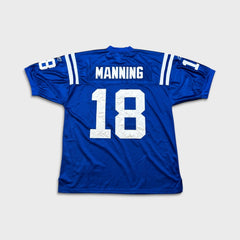 Vintage 2009 Reebok Peyton Manning Colts Jersey Mens 3XL Blue NFL Super Bowl Captain Patch