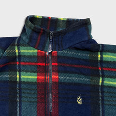 Vintage 90s Nautica Fleece Mens Medium Plaid USA 1/4 Zip Pullover Jacket