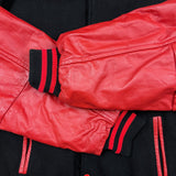 Vintage 90s Ontario Lottery Leather Jacket Mens Medium Black OLG Letterman Varsity