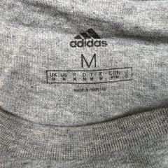 Adidas T Shirt Mens Medium Gray Essentials 3 Stripes Spell Out Short Sleeve Tee