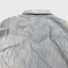 Levi's Barstow Denim Shirt Mens 2XL Blue Light Wash Slim Fit Western Pearl Snap