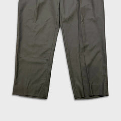 Vintage 80s Gala Slacks Pleated Trousers Mens 36x30 Green Pure Wool Dress Pants