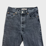 Levi's Ribcage Straight Ankle Jean Womens 28x27 Black High Rise Medium Wash Denim Pants