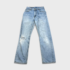 Levi's 505 Jean Mens 28x30 Blue Regular Straight Leg Light Wash Distressed Denim Pants