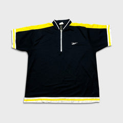 Vintage 90s Reebok T Shirt Mens Large Black 1/4 Zip Athletic Tee