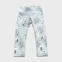 Lululemon Wunder Under Crop (Hi-Rise) *21" Womens Size 8 White AOP Yoga Leggings