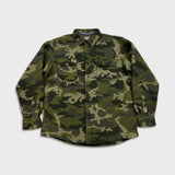 Vintage Wrangler Sherpa Jacket Mens Large Green Camo Button Up Outdoor Fleece