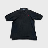 Vintage 90s Polo Ralph Lauren Shirt Mens Medium Black Pony Faded Distressed Short Sleeve