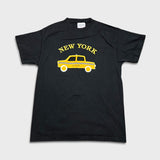 Vintage 90s New York Taxi T Shirt Mens Medium Black USA Embroidered Short Sleeve Tee