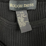 Vintage Y2K Rough Dress Ribbed T Shirt Mens Medium Black Cotton Short Sleeve Tee