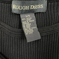 Vintage Y2K Rough Dress Ribbed T Shirt Mens Medium Black Cotton Short Sleeve Tee