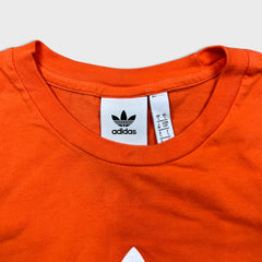Adidas T Shirt Mens Small Orange Originals Trefoil Spell Out Short Sleeve Tee