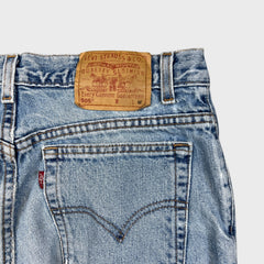 Vintage 90s Levis 505 Jeans Womens 30x29 USA Straight Leg Low Rise Distressed Denim Pants