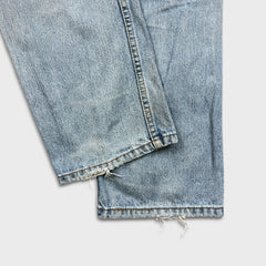 Levi's 505 Jean Mens 28x30 Blue Regular Straight Leg Light Wash Distressed Denim Pants