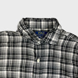 Polo Ralph Lauren Plaid Shirt Mens Medium Gray Button Up Slim Fit Long Sleeve