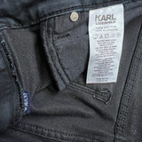 Karl Lagerfeld Paris Jeans Mens 34x27 Black Dark Wash Slim Taper Stretch Denim Pants