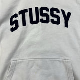 Vintage 90s Stussy Hoodie Mens Small White Arch Logo USA Hooded Sweater