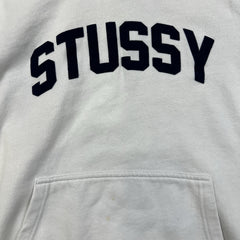 Vintage 90s Stussy Hoodie Mens Small White Arch Logo USA Hooded Sweater