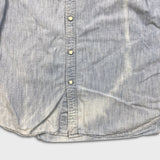 Levi's Barstow Denim Shirt Mens 2XL Blue Light Wash Slim Fit Western Pearl Snap