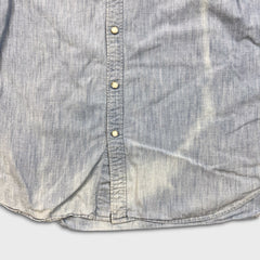 Levi's Barstow Denim Shirt Mens 2XL Blue Light Wash Slim Fit Western Pearl Snap