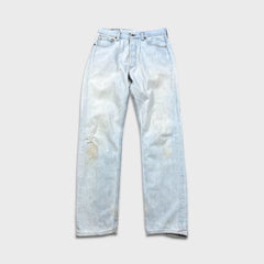 Vintage 90s Levis 501 Jeans Womens 29x31 Original Straight Light Wash Distressed Denim Pants