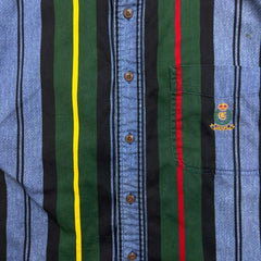 Vintage 90s Chaps Ralph Lauren Shirt Mens Large Blue Striped Preppy Button Up