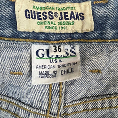 Vintage 90s Guess USA Jeans Mens 36x29 Blue Taper Leg Baggy Light Wash Denim Pants