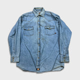 Dickies Denim Shirt Mens Medium Blue Light Wash Casual Western Button Up