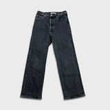 Levi's Ribcage Straight Ankle Jean Womens 28x27 Black High Rise Medium Wash Denim Pants