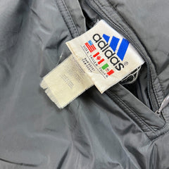 Vintage 90s Adidas Jacket Mens Large Gray Reversible 3 Stripe Heavy Coat
