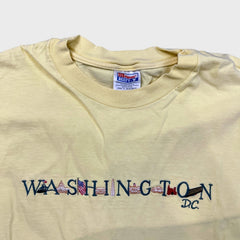 Vintage Y2K Washington DC USA T Shirt Mens XL Yellow Spell Out Logo City Tee