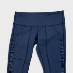 Lululemon Practice Daily Pants Womens Size 8 Blue Mid Rise Yoga Leggings Tights