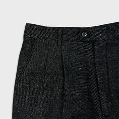 Vintage 80s Texwood Dress Pants Mens 32x28 Gray Pleated Wool Tweed Trousers