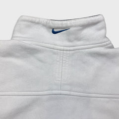 Vintage 90s Nike Athletics 1/4 Zip Sweatshirt Mens Medium White Swoosh Pullover