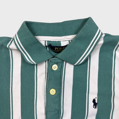 Polo Ralph Lauren Shirt Mens Medium White Pony Preppy Casual Stripe Short Sleeve