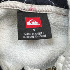 Vintage Y2K Quiksilver Hoodie Mens Small White Full Zip Surf Skater Hooded Sweater