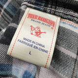 True Religion Shirt Mens Large Multicolor Plaid Western Long Sleeve Button Up
