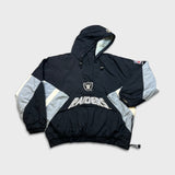 Vintage 90s Starter Pro Line Oakland Raiders Jacket Mens XL Black NFL Football 1/4 Zip Pullover