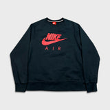 Nike Air Sportswear Sweatshirt Mens Large Black Swoosh Pullover Crewneck