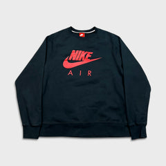 Nike Air Sportswear Sweatshirt Mens Large Black Swoosh Pullover Crewneck