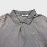 J Lindeberg Polo Shirt Mens XL Grey Pique Bridge Logo Sun Faded Golf Short Sleeve