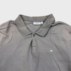 J Lindeberg Polo Shirt Mens XL Grey Pique Bridge Logo Sun Faded Golf Short Sleeve